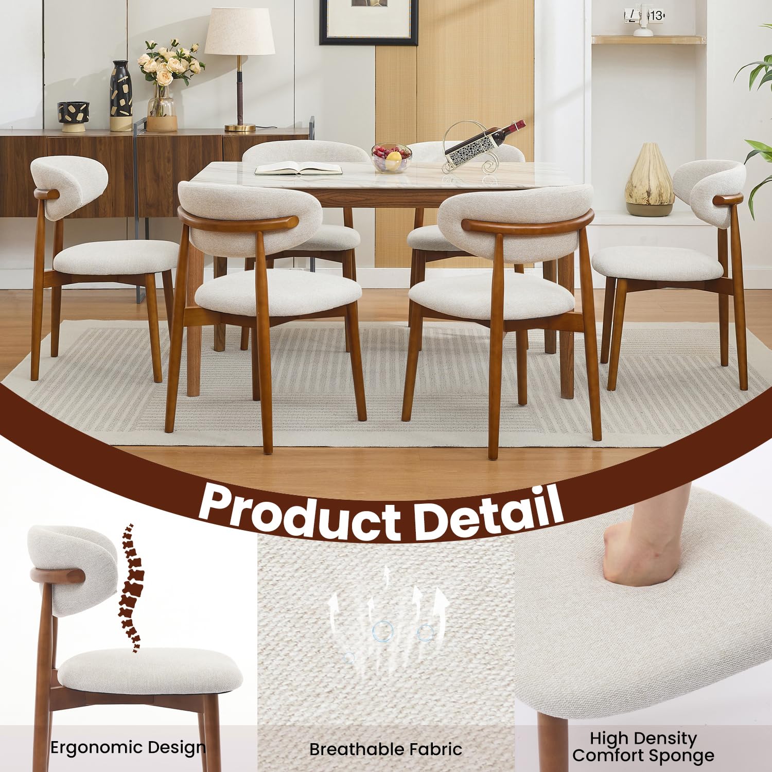 Garvee Esszimmerstühle in Beige Detailansicht